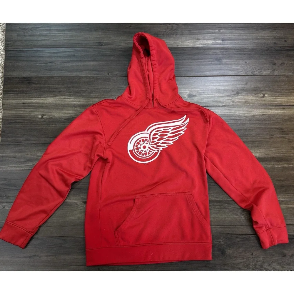 Detroit Red Wings Majestic NHL Mens Small Hockey Embroidered Hoodie Sweatshirt